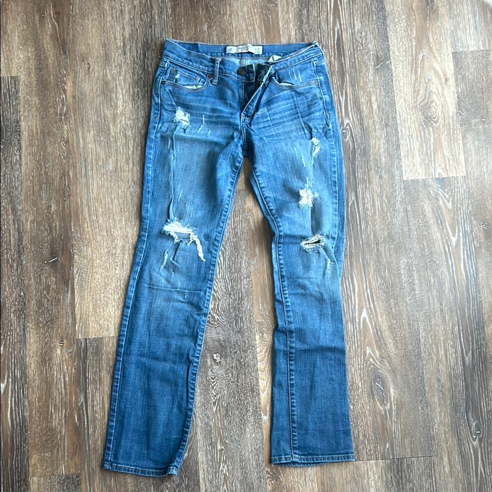 Abercrombie & Fitch Blue Skinny Jeans with Distressed Look
